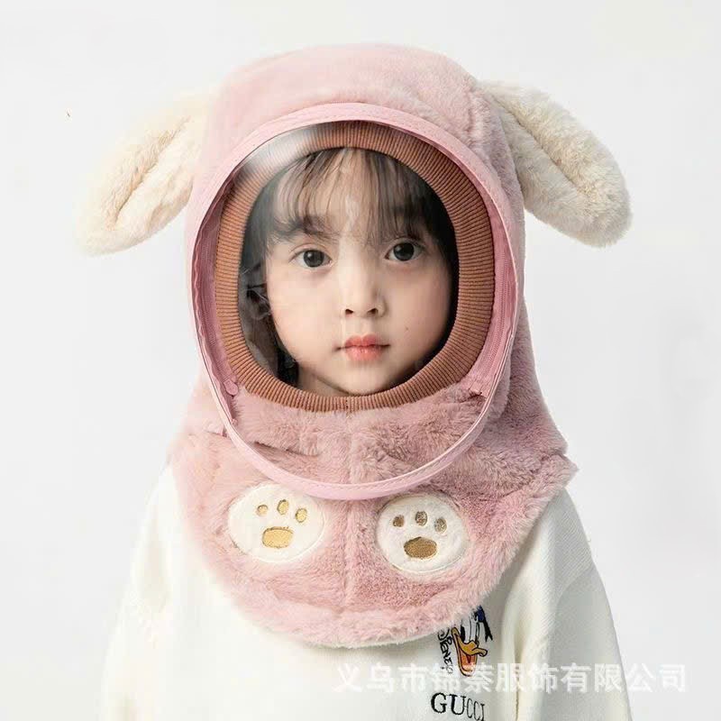 Mũ Chống Gió Len Lông Cừu Mềm Mịn Trùm Đầu Kèm Kính Chống Bụi, Giọt Bắn Cho Bé Chất Liệu Kính Mica HIQ01 - 3SBABY