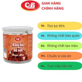 Khô Bò Xé Sợi C&B món ăn vặt hàng đầu, thức ăn khô tiện lợi cho mọi nhà GÓI 40G