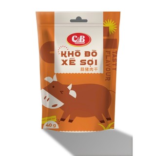 Khô Bò Xé Sợi C&B món ăn vặt hàng đầu, thức ăn khô tiện lợi cho mọi nhà GÓI 40G