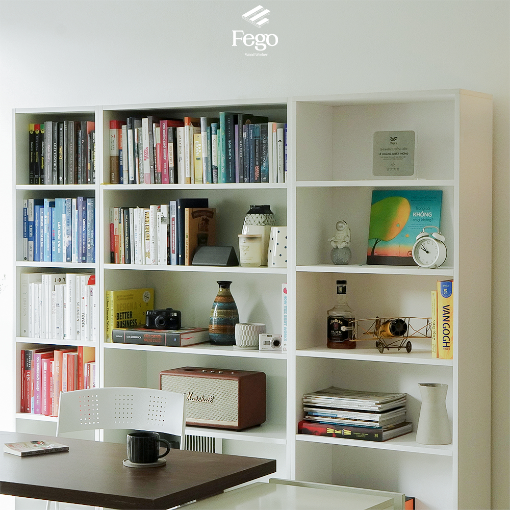 Ảnh Kệ sách 6 tầng màu trắng FEGO gỗ MDF chống ẩm phủ Melamine cao cấp 4