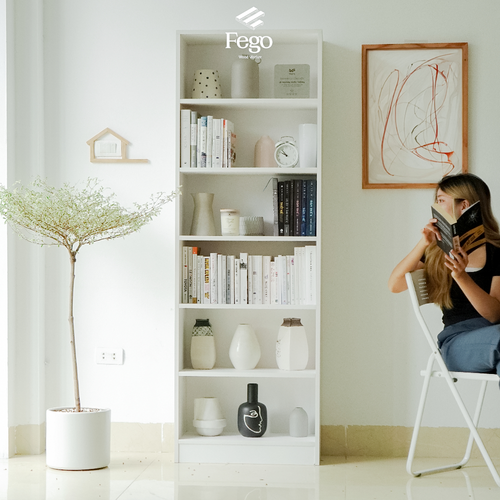 Ảnh Kệ sách 6 tầng màu trắng FEGO gỗ MDF chống ẩm phủ Melamine cao cấp 1