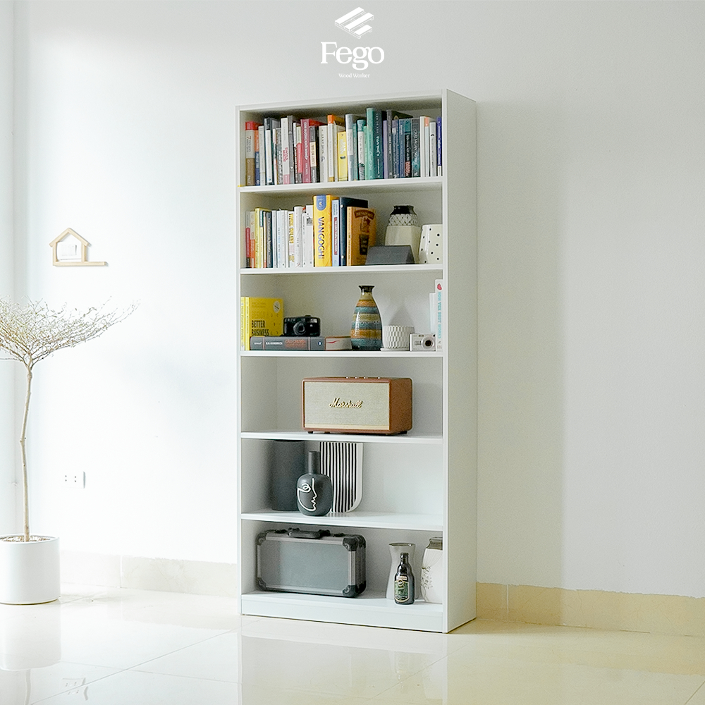 Ảnh Kệ sách 6 tầng màu trắng FEGO gỗ MDF chống ẩm phủ Melamine cao cấp 2