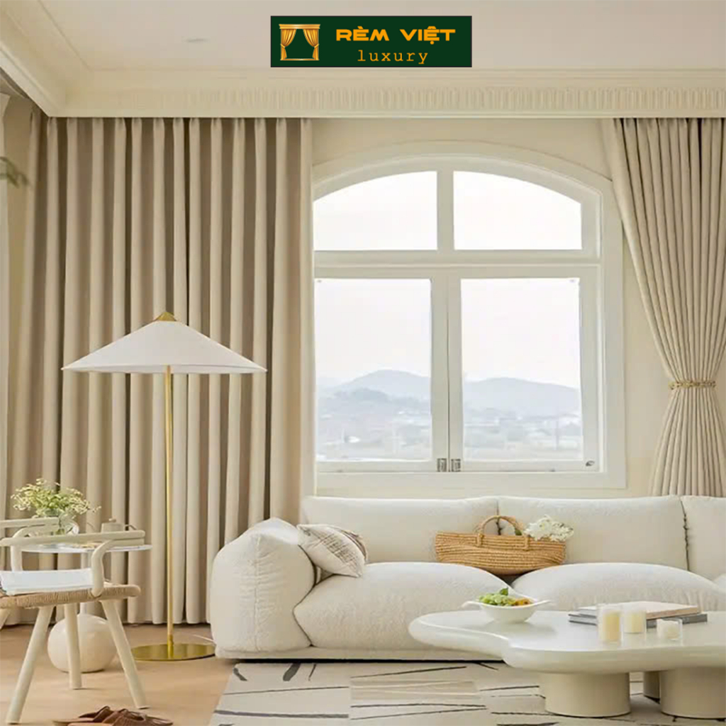 Rèm Màu Kem - Không Họa Tiết, Sợi Dệt 4 lớp, Rèm Cửa Cao Cấp Trang Trí ...