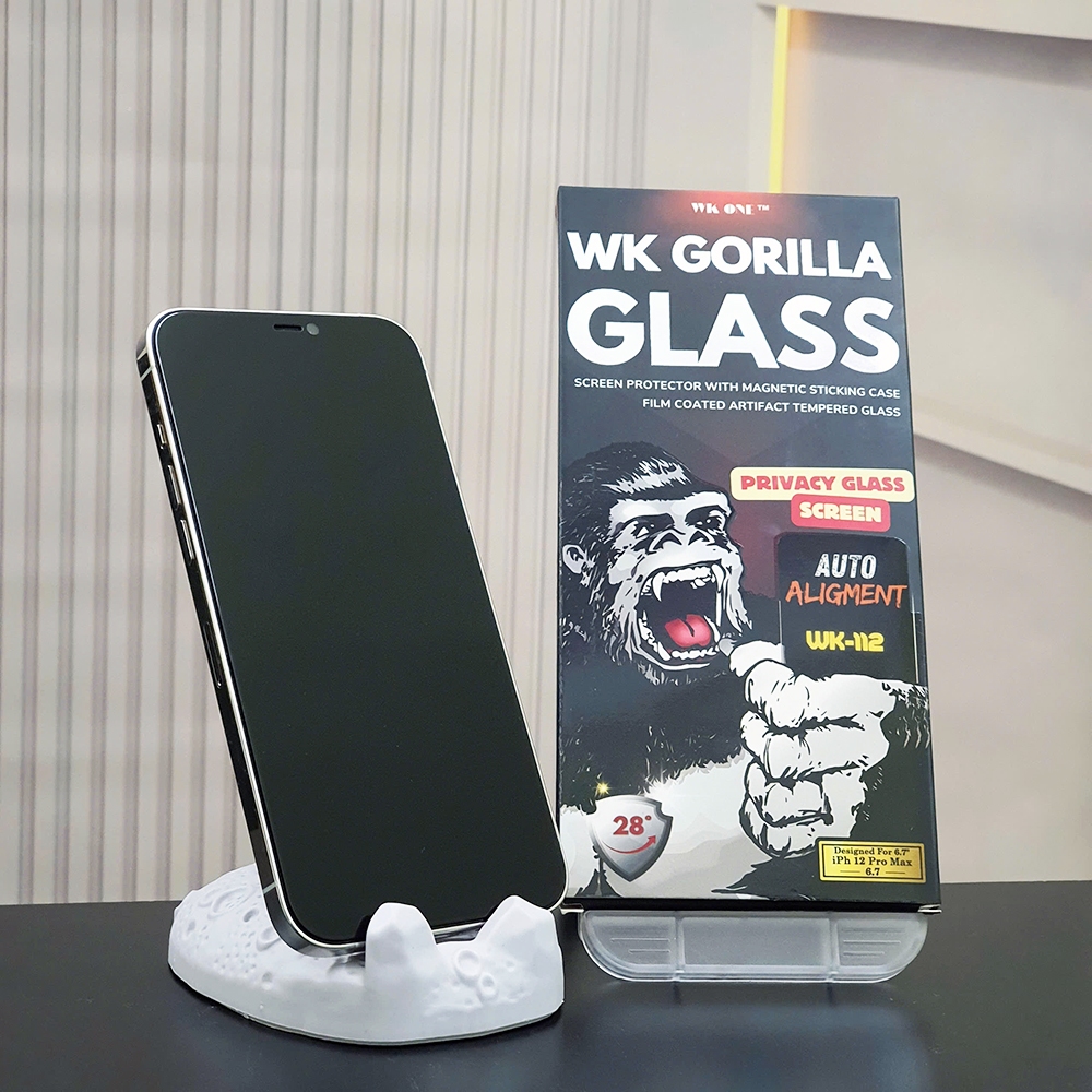 Kính cường lực Khung tự dán Chống Nhìn Trộm Full Màn 4D WK ONE WK-112 cho iphone 11/12/13/14/15/16/Pro/Plus/Pro Max
