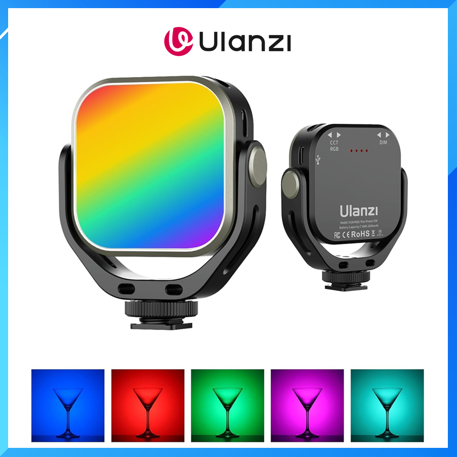 Ulanzi VIJIM VL66 Bi-Color Mini lampada LED girevole per smartphone e fotocamera con temperatura colore regolabile 2500 K-6500 K e batteria da 2000 mAh USB-C Soft Light illuminazione video