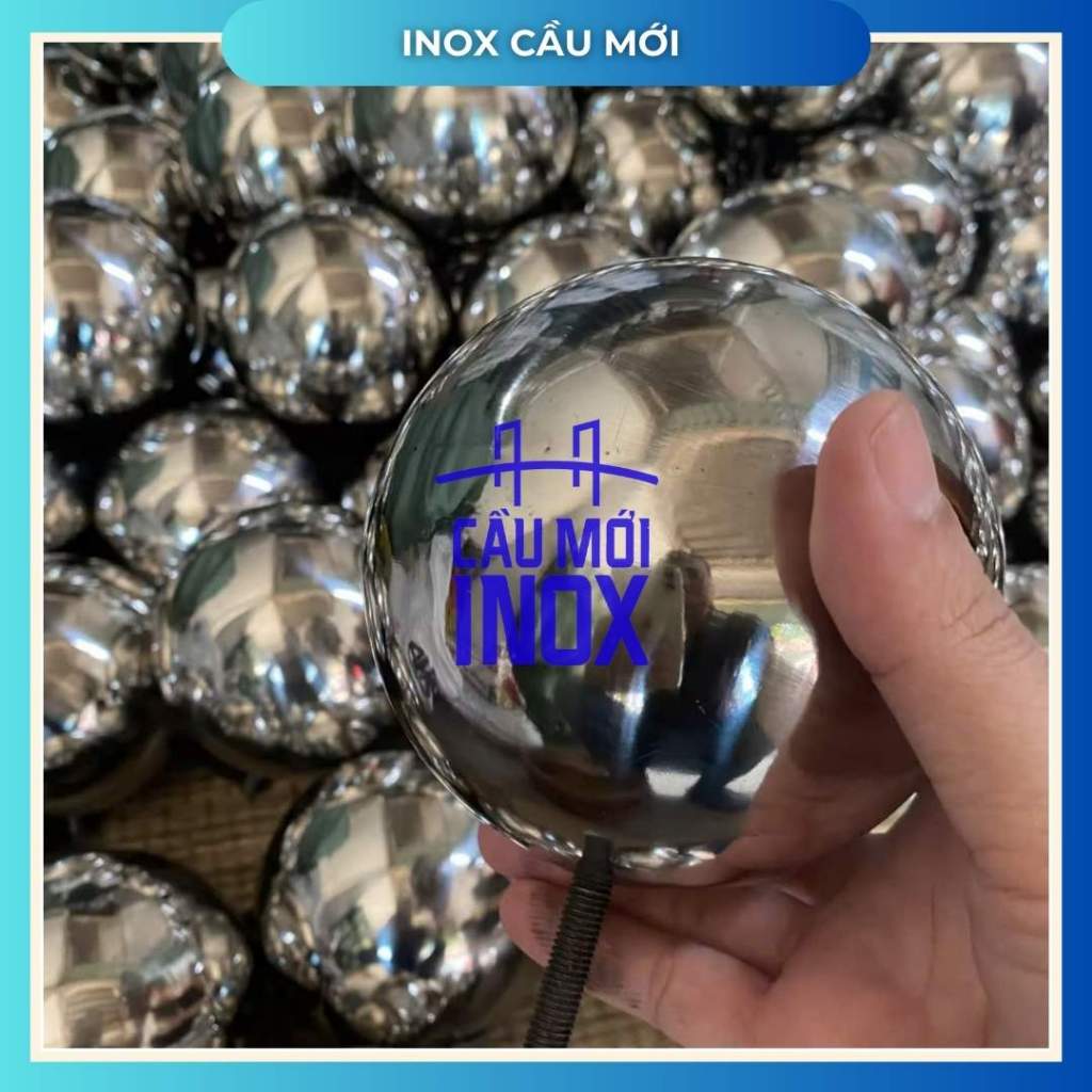 Quả cầu inox 200mm ty ren 8 - Trái cầu inox cầu thang phi 200 - Trái châu inox 200 chất lượng cao