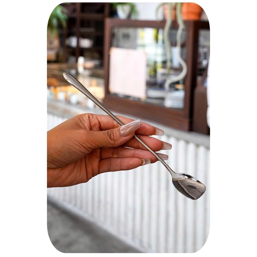 Thìa Khuấy Inox Cao Cấp, Thìa Pha Sữa, Dụng Cụ Pha Chế Cán Dài Bản Vuông