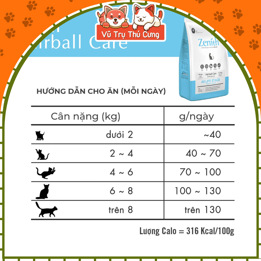 Hạt Mềm Zenith Hairball Tiêu Búi Lông Cho Mèo 300g