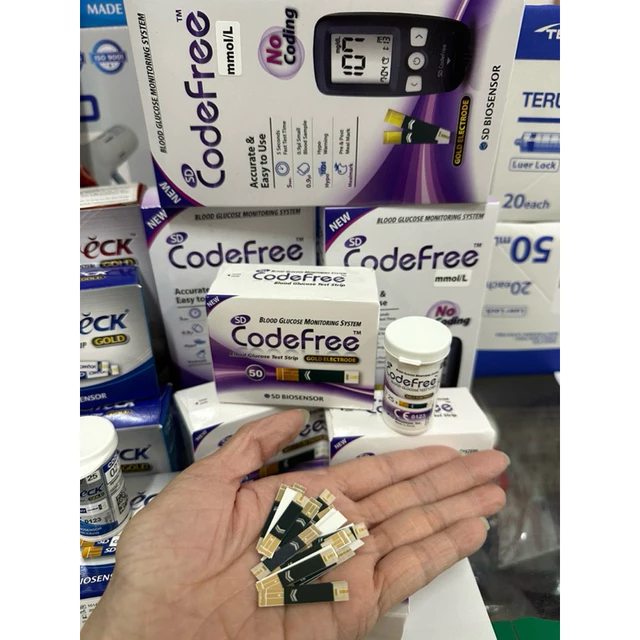 ✅ HỘP 25- 50 test thử Que thử đường huyết SD Codefree que test thử Que thử tiểu đường SD Code free SD CODEFREE HÀN QUỐC