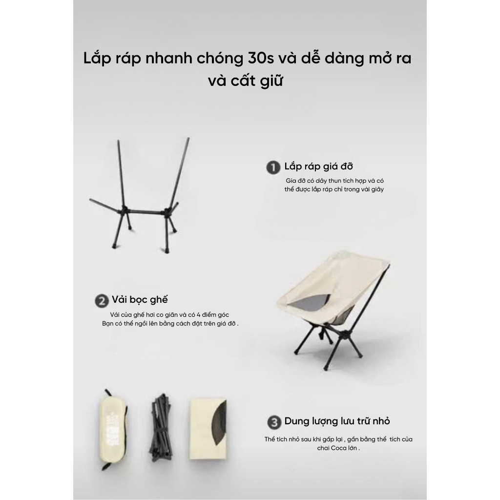 HÀNG CAO CẤP - Ghế gấp gọn bỏ túi  đi du lịch , cắm trại camping  ( chịu lực 130kg )