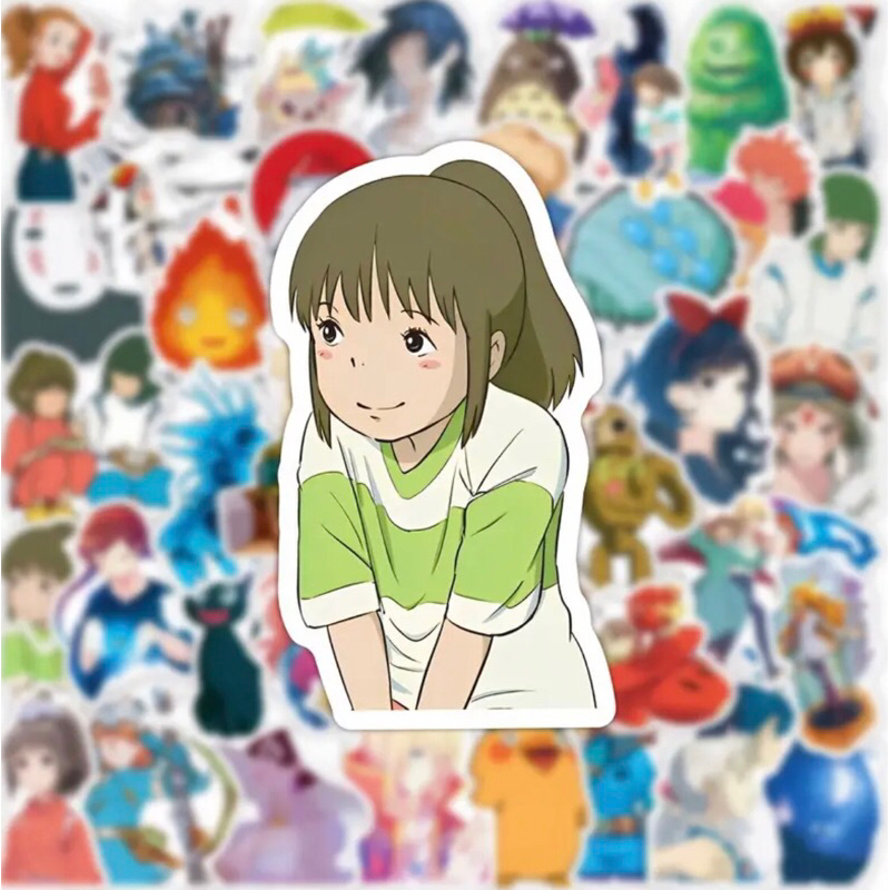 60  sticker hoạt hình ghibli studio  trang trí sổ tay note book laptop mũ bảo hiểm chống nước tốt