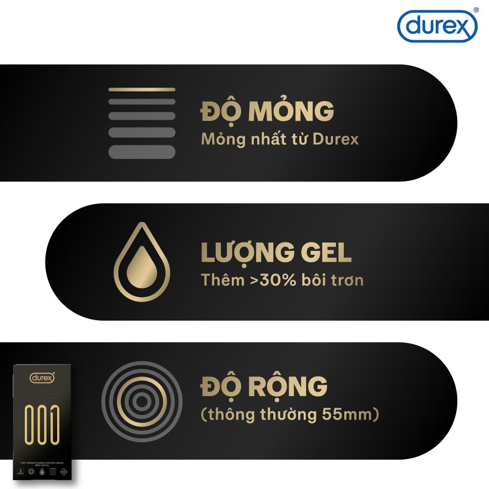 Ảnh Bao Cao Su Durex 001 Siêu Mỏng, Hộp 3 Bao, Mới Ra Mắt 3