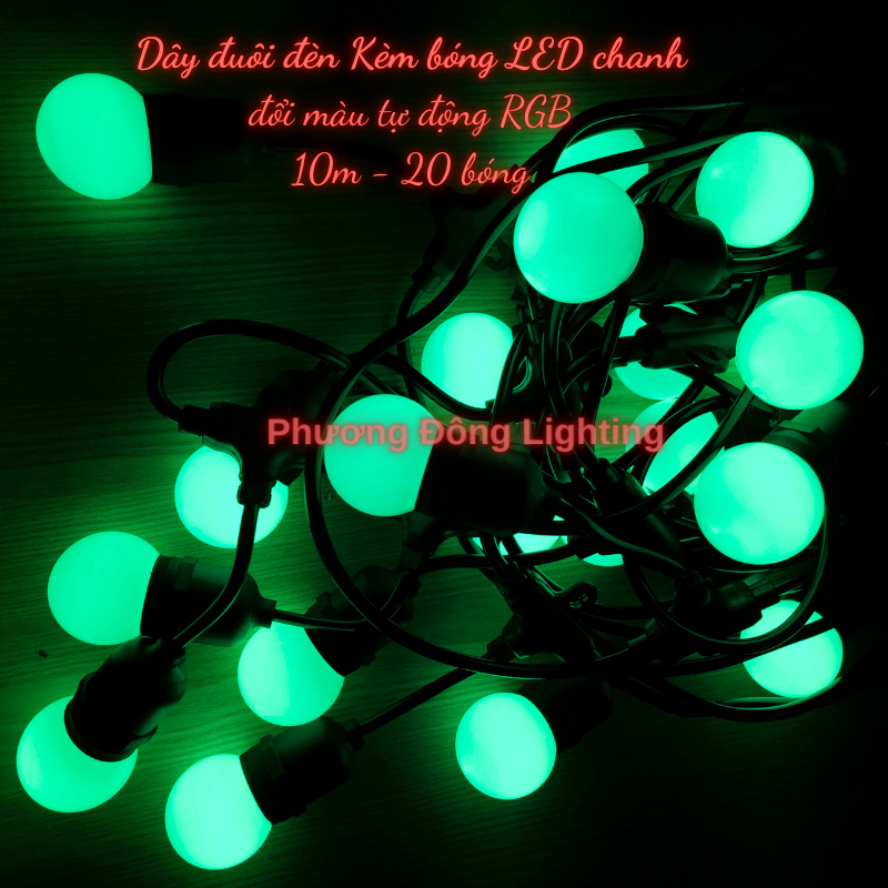 Dây đuôi đèn Kèm bóng LED chanh đổi màu tự động RGB 1w