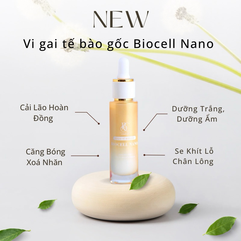 Vi gai tế bào gốc Biocell Nano (Dưỡng trắng, Phục hồi, Cấp ẩm, Căng bóng, Hỗ trợ mờ nám)