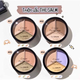 Bảng che khuyết điểm triệt sắc The Saem 3 ô đa năng Cover Perfection Triple Pot Mẫu Thử Duduhouse