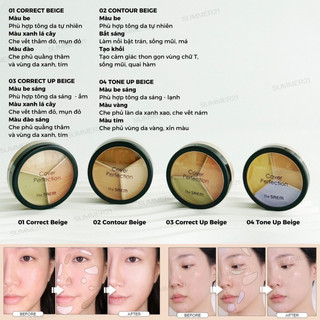 Bảng che khuyết điểm triệt sắc The Saem 3 ô đa năng Cover Perfection Triple Pot Mẫu Thử Duduhouse