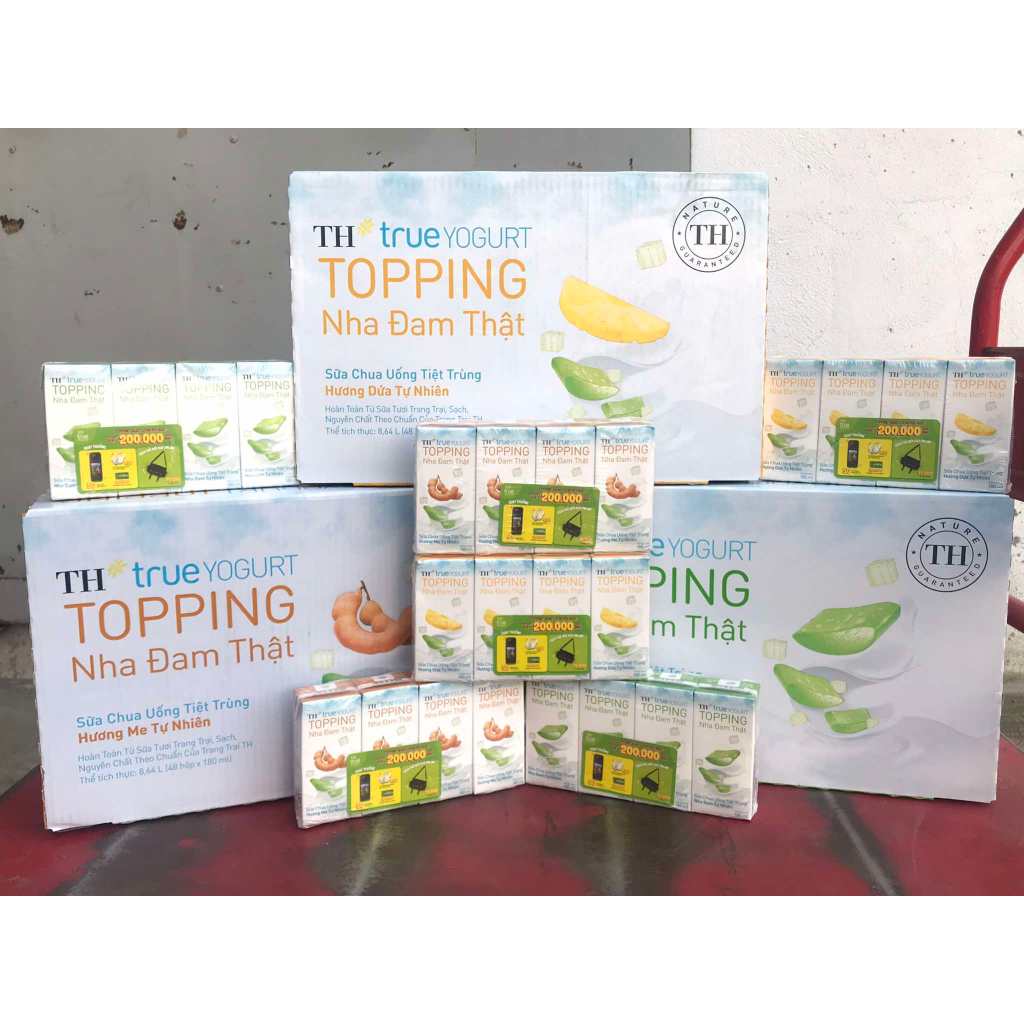 48 hộp sữa chua uống tiệt trùng Nha Đam , Me , Hương Dứa TH true YOGURT ...