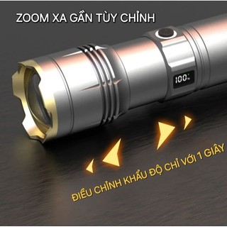 Đèn pin cao cấp HT-03 siêu sáng đa năng - Pin trâu - công nghệ sạc nhanh type c - 2 chip led trắng và vàng