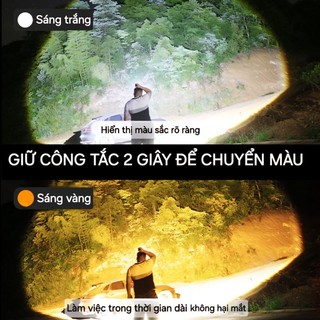 Đèn pin cao cấp HT-03 siêu sáng đa năng - Pin trâu - công nghệ sạc nhanh type c - 2 chip led trắng và vàng