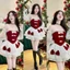 Đầm nữ cúp ngực, trễ vai tay dài chất Nhung phối voan đính nơ mặc Giáng Sinh điệu đà, nữ tính