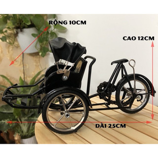 Mô hình xe xích lô kim loại decor trang trí