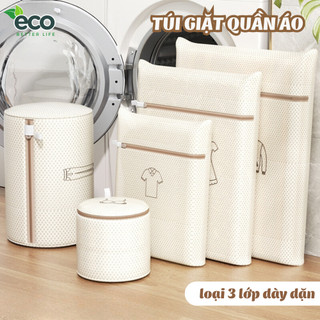 Túi giặt đồ máy giặt 3 lớp ECO túi lưới giặt đồ lót có khóa kéo giúp bảo vệ quần áo chống co dãn