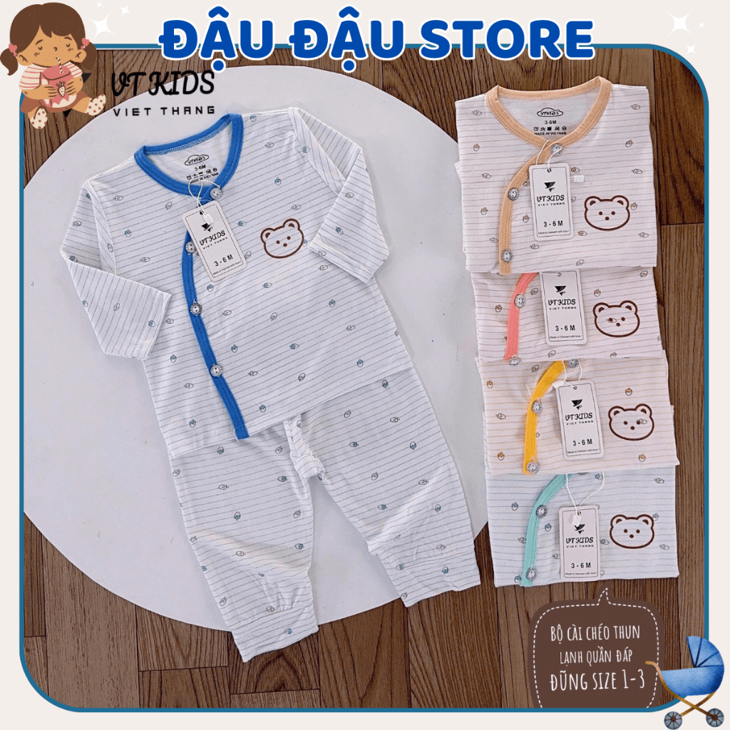Set 2/3 Bộ quần áo dài tay VT cho bé sơ sinh vải thun lạnh PEPTIT mềm mịn cho bé sơ sinh 0-9 tháng DL11 Đậu Đậu Store