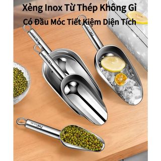 Dụng cụ muôi xẻng vá xúc đá inox không gỉ Chubby Chef có quai treo 4 kích cỡ Nhỏ/Trung/Lớn/Đại