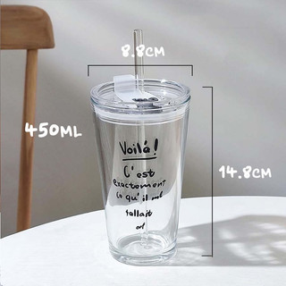 [GIÁ TỐT NHẤT] Cốc Thủy Tinh, Bình Nước, Ly Thủy Tinh Kèm Ống Hút Voilá Phong Cách Hàn Quốc BTT001