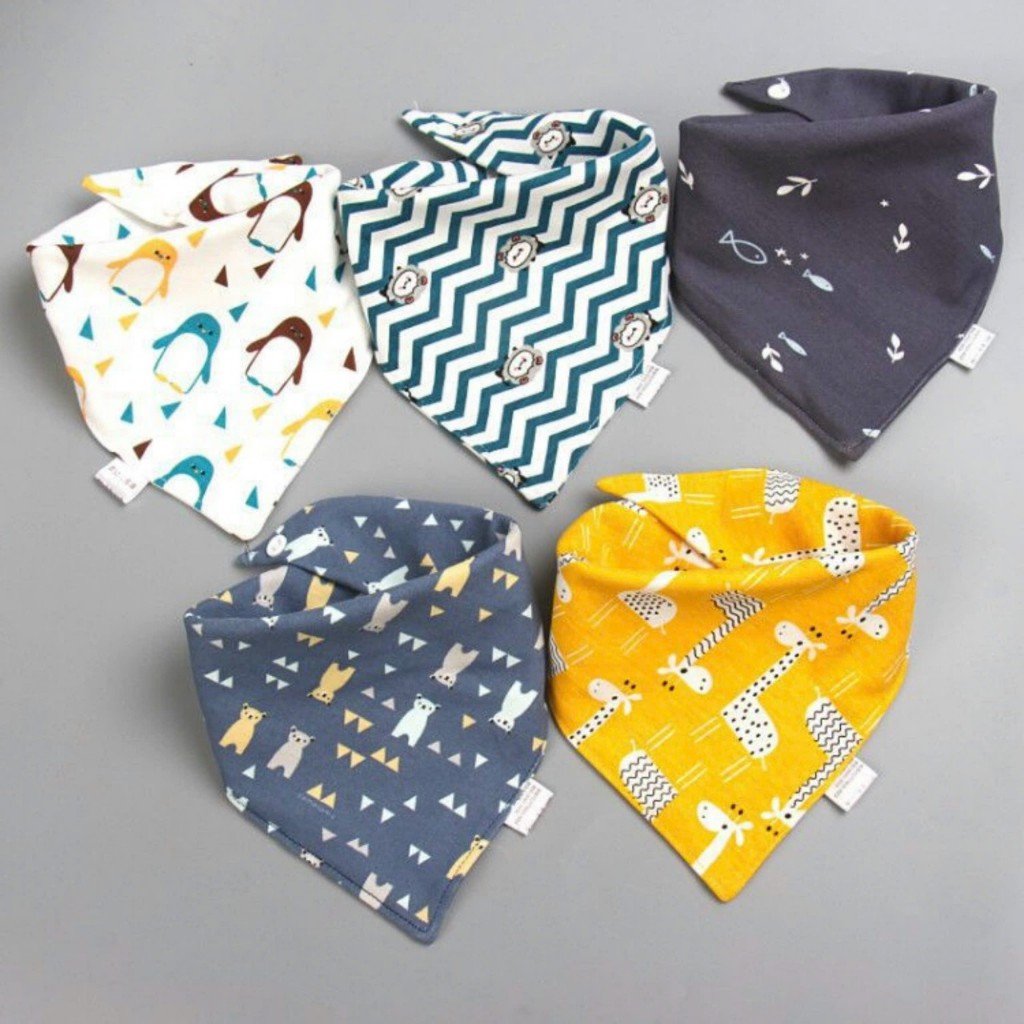 QCCC - Set khăn yếm cho bé yêu có cúc bấm chất liệu cotton siêu mềm mịn