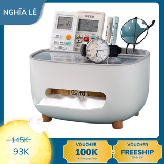 Hộp Đựng Giấy Ăn Ecoco Cao Cấp, Hộp Đựng Giấy Ăn Để Bàn Có Ngăn Để Đồ Đa Năng Chất Liệu Nhựa ABS