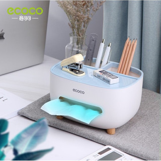 Hộp Đựng Giấy Ăn Ecoco Cao Cấp, Hộp Đựng Giấy Ăn Để Bàn Có Ngăn Để Đồ Đa Năng Chất Liệu Nhựa ABS