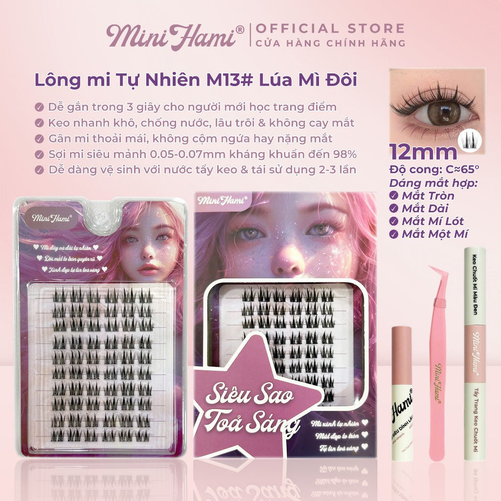 Lông mi giả hiệu ứng Anime Bạch Nguyệt Quang Mini Hami mi cụm tách sợi ...