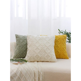 Gối tựa lưng sofa nhung lông dệt nổi cao cấp mềm mịn  cả vỏ và ruột gối vuông 45x45cm