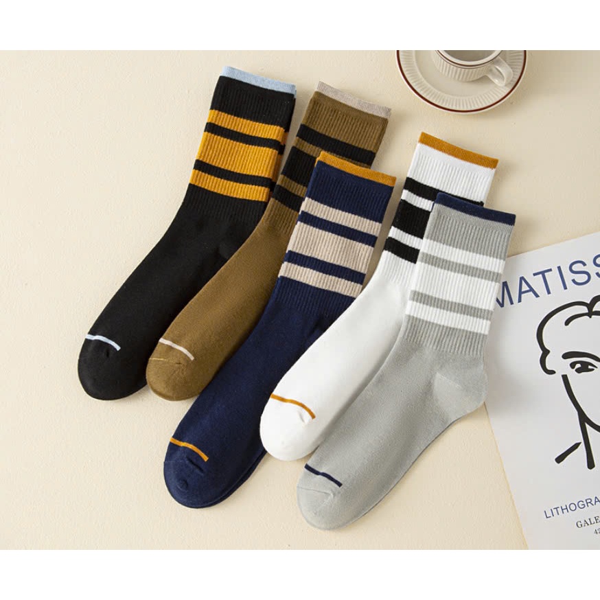 Vớ Tất Kẻ ngang 5 mẫu Unisex cổ cao phong cách trẻ trung, năng động.
