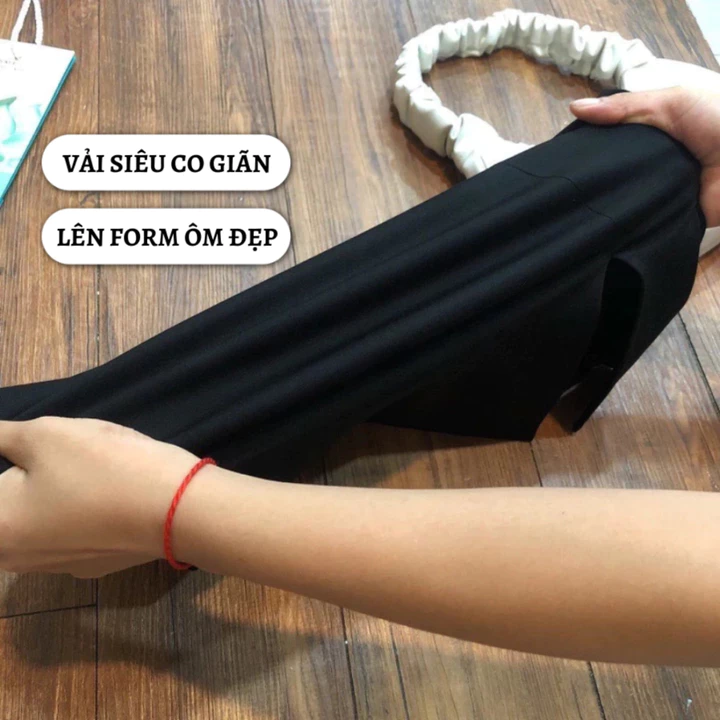 Chân Váy Bút Chì Dáng Dài Chân Váy Công Sở Cạp Cao Màu Đen Vải Umi Dày Co Giãn 4 Chiều Hack Dáng CV042