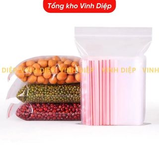Túi Zipper Chỉ Đỏ 100 Chiếc/Bịch Size Lớn Số 8/9/10 - Kín Khí Khóa Bấm, Đựng Quần Áo/Linh Kiện