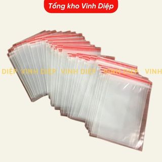Túi Zipper Chỉ Đỏ 100 Chiếc/Bịch Size Lớn Số 8/9/10 - Kín Khí Khóa Bấm, Đựng Quần Áo/Linh Kiện