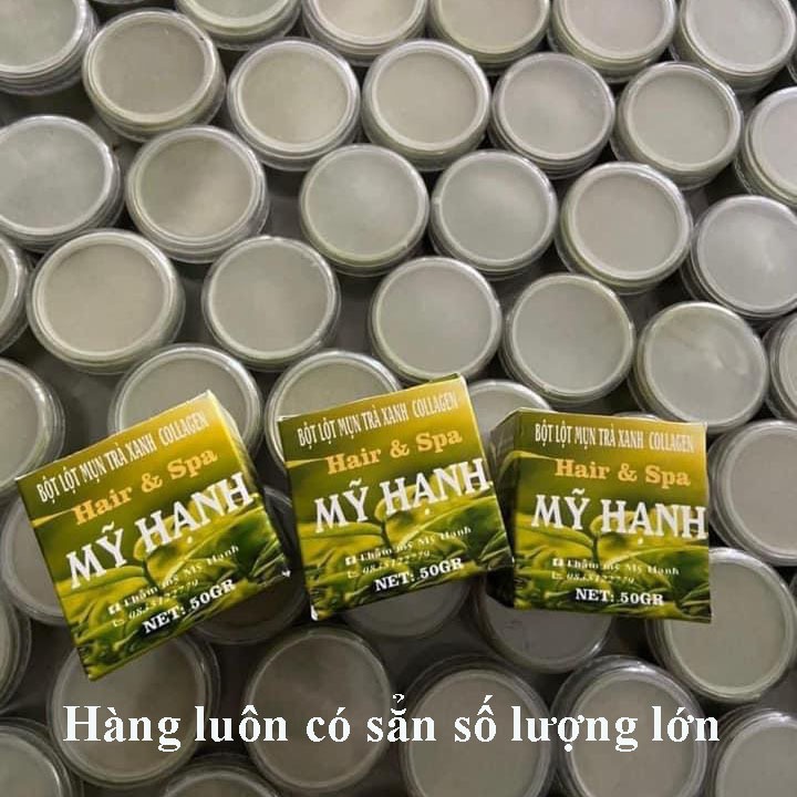 Bột lột mun trà xanh collagen Mỹ hạnh ,lấy sạch mụn cám ,mụn đầu đen, chất bả nhờn,50g