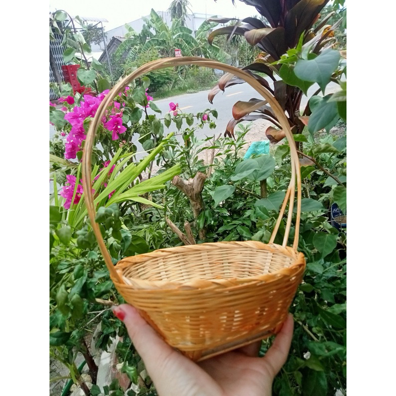 Giỏ tre cắm hoa trang trí giỏ decor mini | Shopee Việt Nam