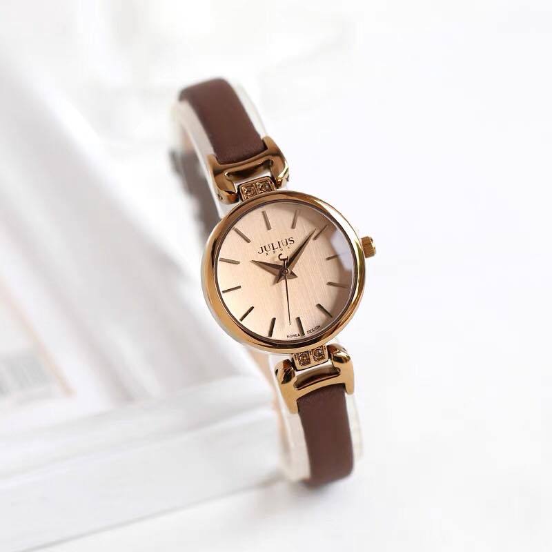 Đồng Hồ Nữ Julius Hàn Quốc JA-925E Dây Da Nâu