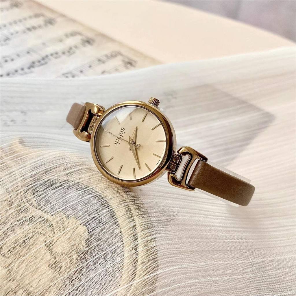 Đồng Hồ Nữ Julius Hàn Quốc JA-925E Dây Da Nâu