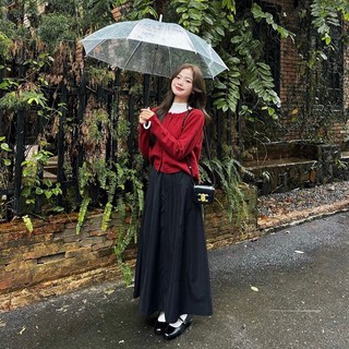 Chân váy xoè dáng dài Genz Closet chất kaki dày dặn phong cách hàn quốc siêu xinh