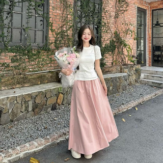 Chân váy xoè dáng dài Genz Closet chất kaki dày dặn phong cách hàn quốc siêu xinh