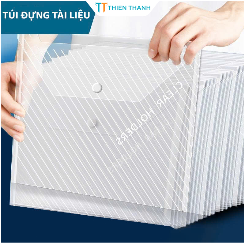 Set 10 Túi Đựng Tài Liệu Trong Suốt A4 Có Khuy Bấm Clear Bag Tiện Lợi Đựng Giấy Tờ Tài Liệu