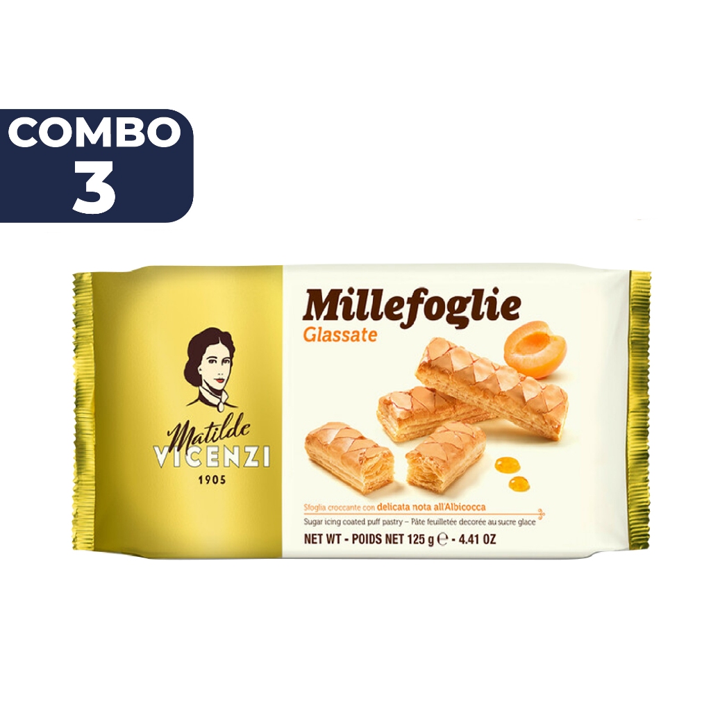 Ảnh Bánh phồng giòn phủ đường và phủ mơ nhuyễn Vicenzi Millefoglie Ditalia Glassate Ý 125g 2
