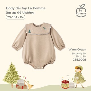 La pomme AW2024 Body dài tay La Pomme ấm áp dễ thương - Be, băng đô 0-12m