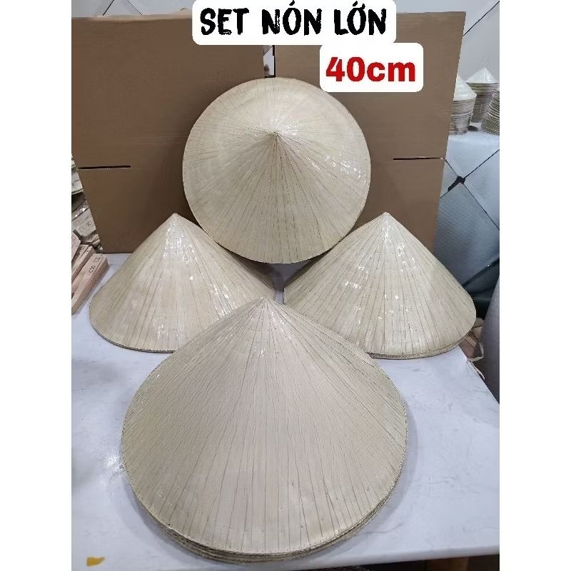 (Tặng dây đeo) Set 10 cái Nón Lá Việt Nam Size 40cm truyền thống để đội ...