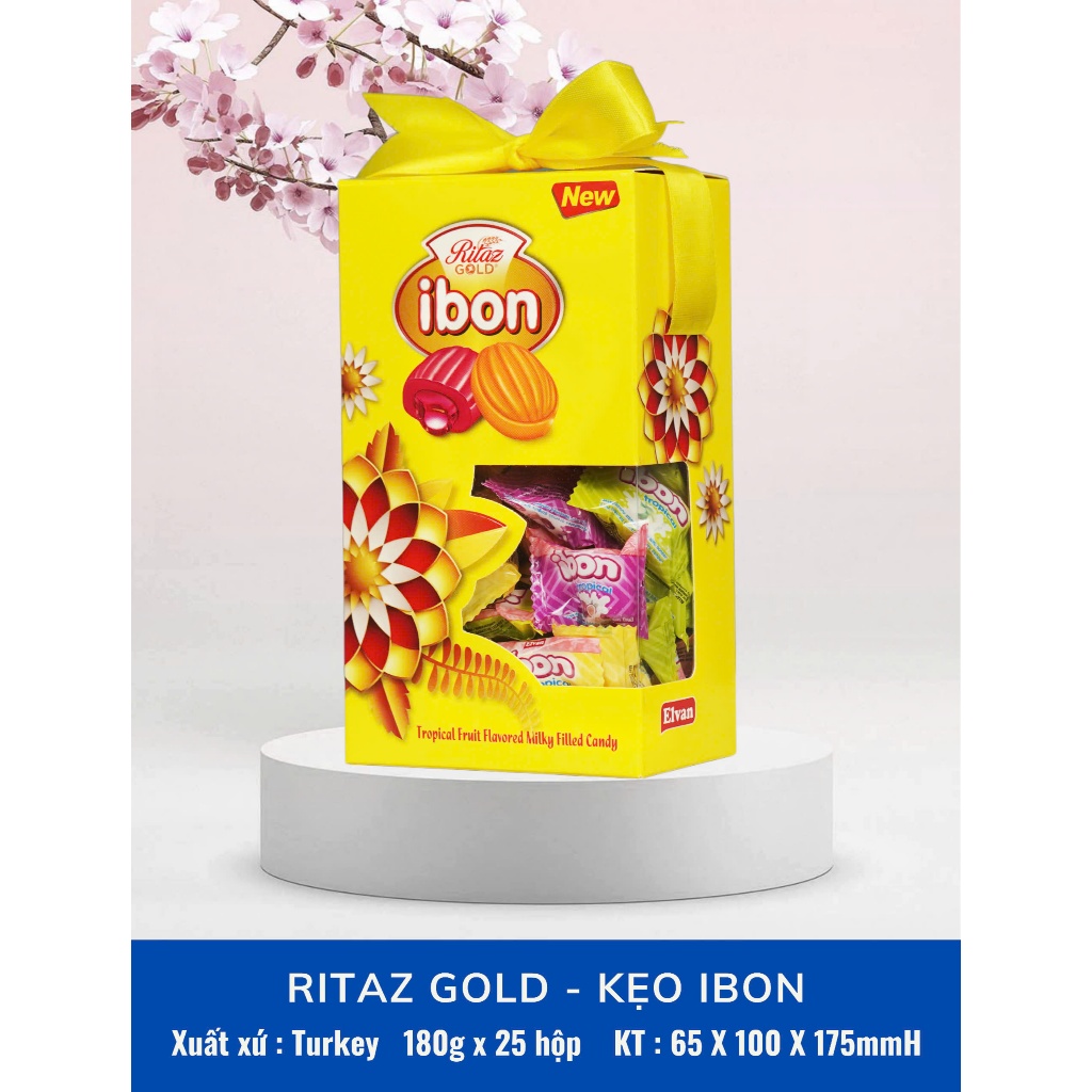 TM1-Kẹo sữa Ritaz Gold ibon 180g T25 hộp giấy nơ Đỏ,Xanh dương,Vàng ...
