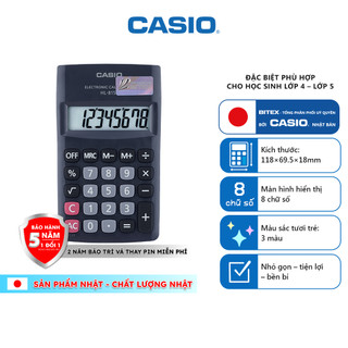 Máy Tính Bỏ Túi Casio HL-815L (8 Số) Chính Hãng - Mini Nhỏ Gọn Cho Học Sinh, Bán Hàng Tạp Hóa